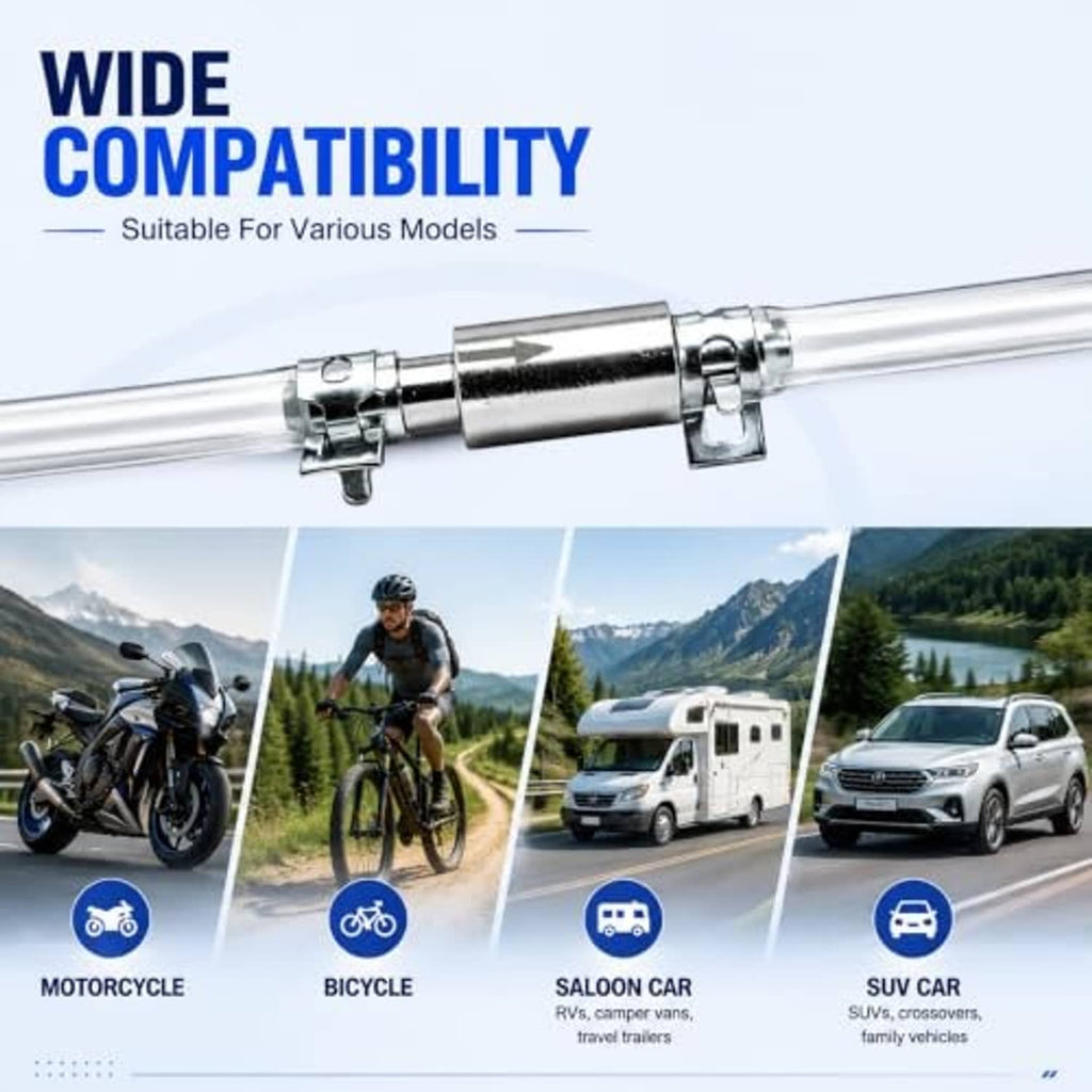 Brake bleeder kit wide compatibility with one-way valve for motorcycles and vehicles