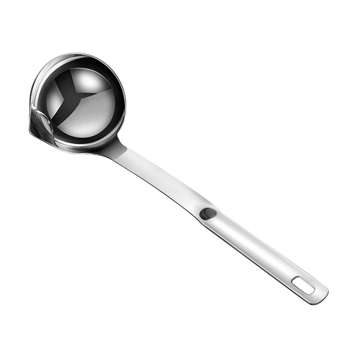 Stainless steel fat separator ladle with round bowl and long handle
