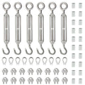 Stainless steel turnbuckle tension wire rope set with eye and hook, M6 size