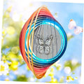Rainbow teardrop wind spinner with 3D butterfly medallion and hanging hook