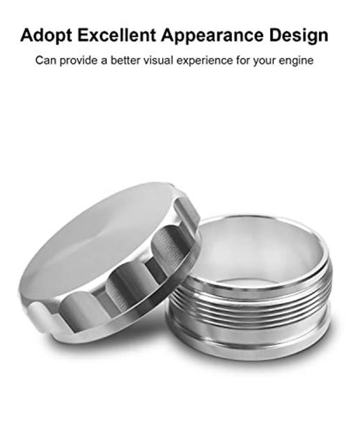 Silver fuel filler cap with hinged-style cover and threaded base