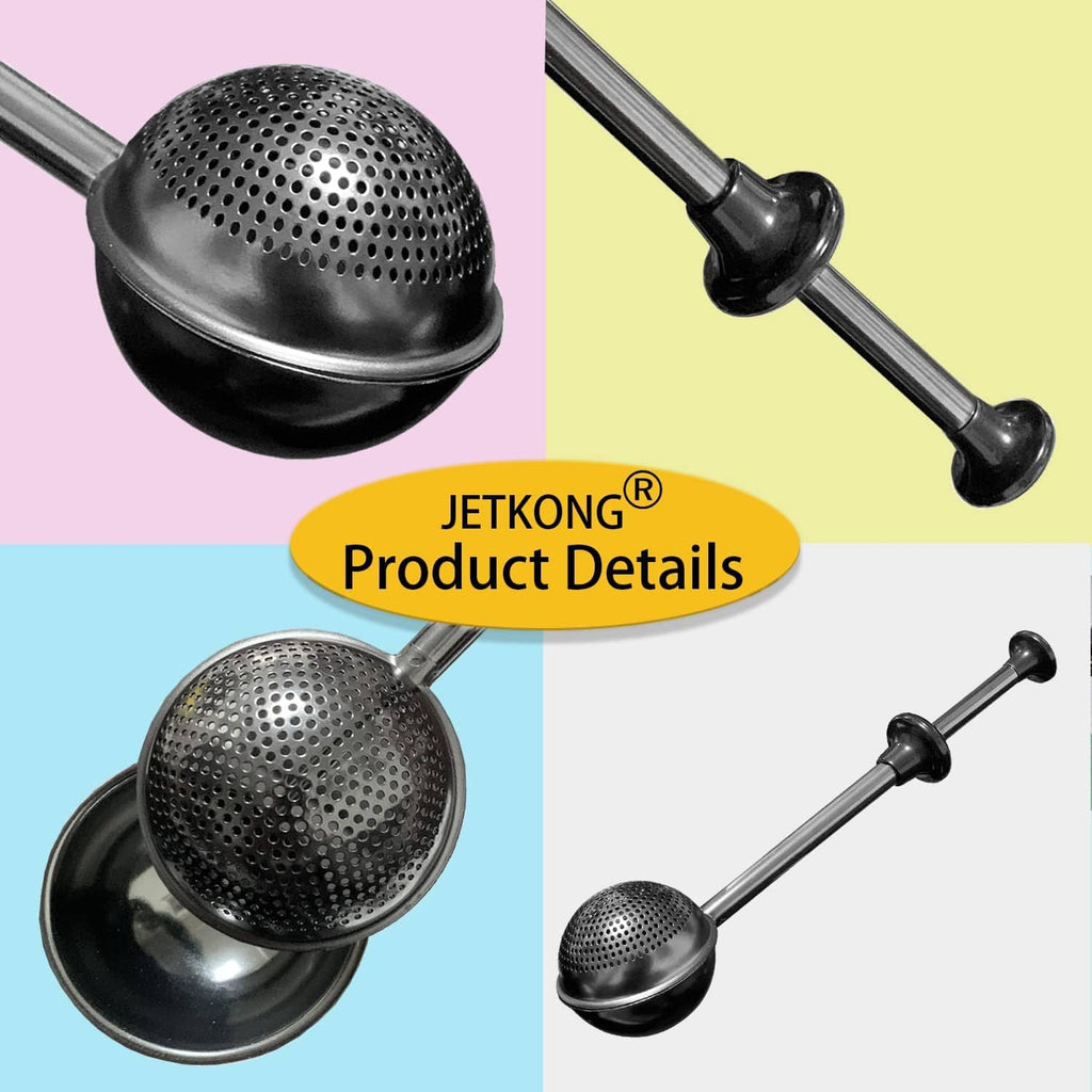 Black perforated powdered sugar shaker duster cups with long handle