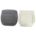 Gray cloth driver-side bottom seat cover with foam cushion, front panel and stitched seams