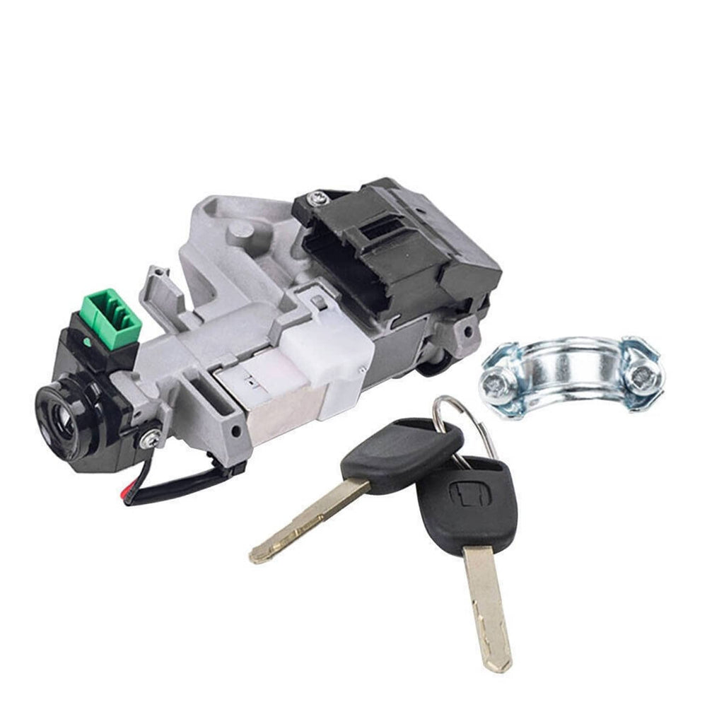 Ignition switch cylinder lock assembly with two keys and metal mounting clip