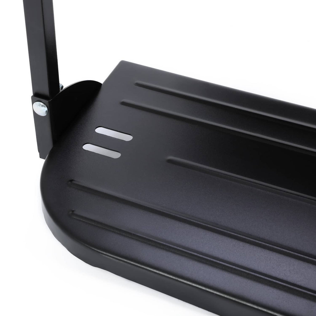 Golf cart rear flip seat kit black footplate with slotted ventilation surface
