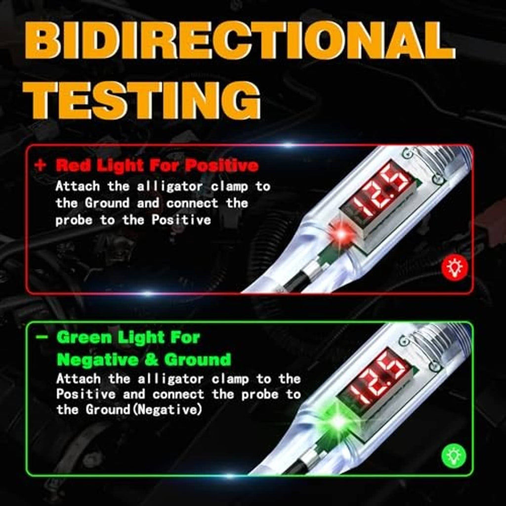 Bidirectional LED digital tester with red LED reading, clear tube, and coiled lead cord