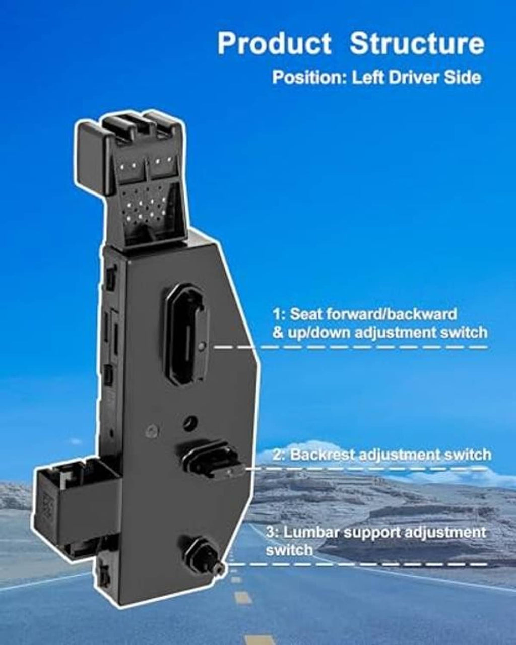 Left driver-side seat adjust switch with multiple adjustment control ports