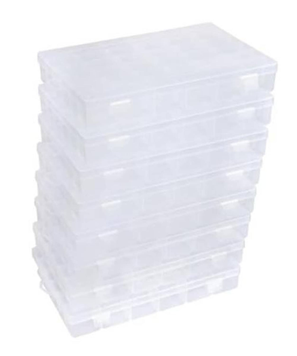 Clear plastic 36-grid bead organizer box, stacked lids for small parts storage