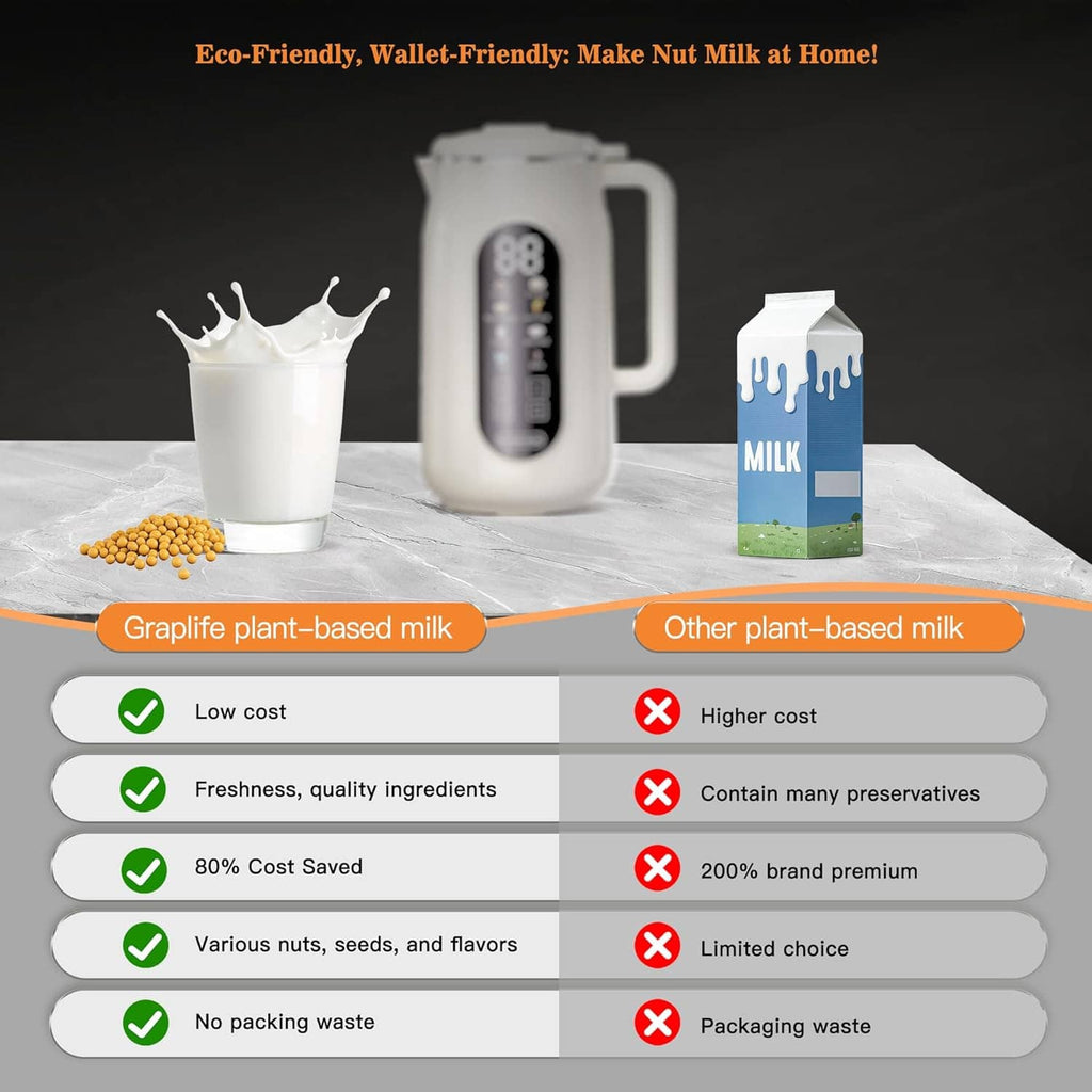 Cream nut milk maker machine with plant milk carton and frothy cups