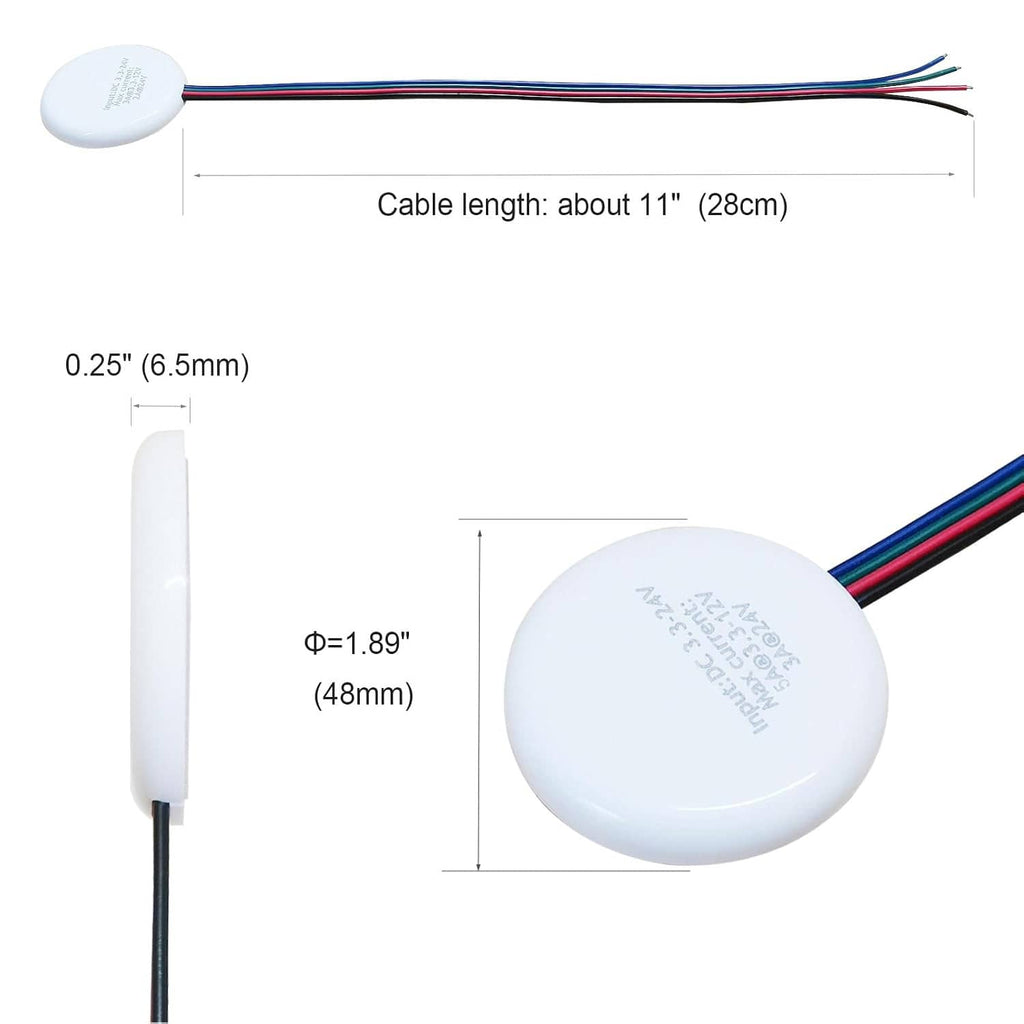 White round touch dimmer sensor with multicolor wires; 28 cm cable length