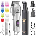 Gooad dog grooming clippers kit with silver main trimmer, black detail trimmer, guards