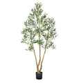 Tall artificial olive tree with green leaves in a black pot