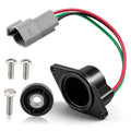Speed sensor with black mounting flange, gray plug, and red/green/white wire leads