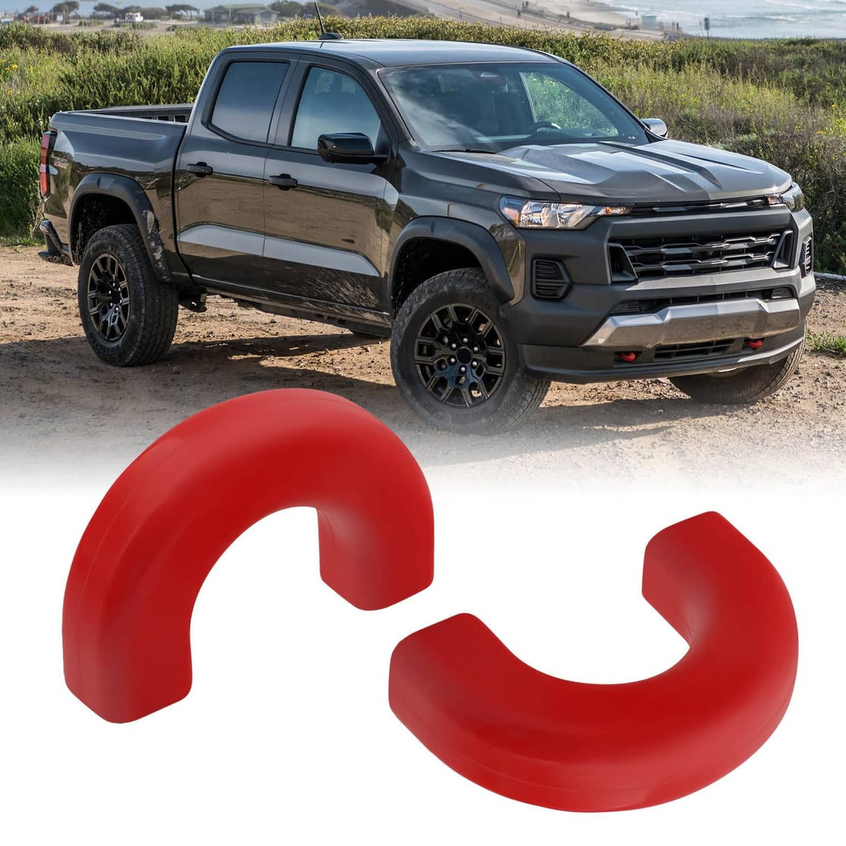 Red round silicone tow hook cover, U-shaped protective cap