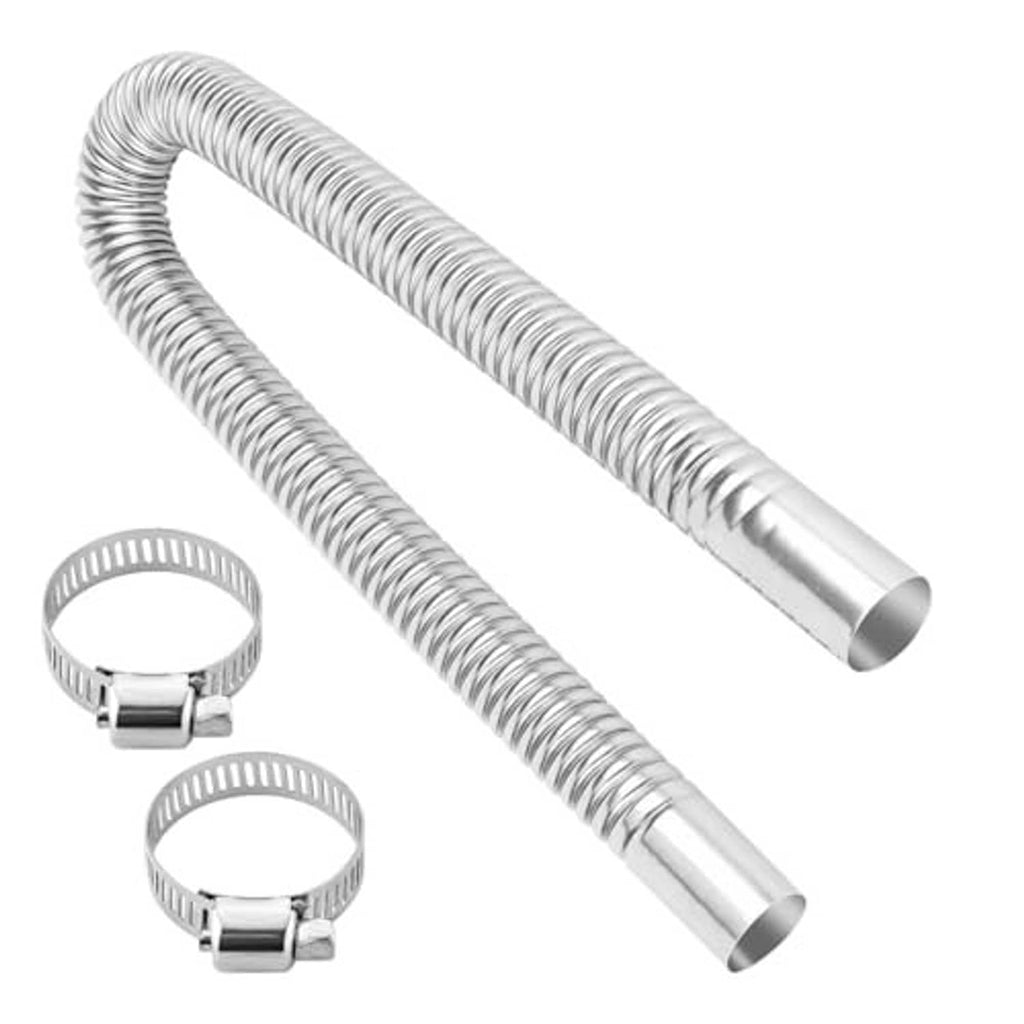 Flexible stainless steel exhaust hose with two spring hose clamps and corrugated tubing
