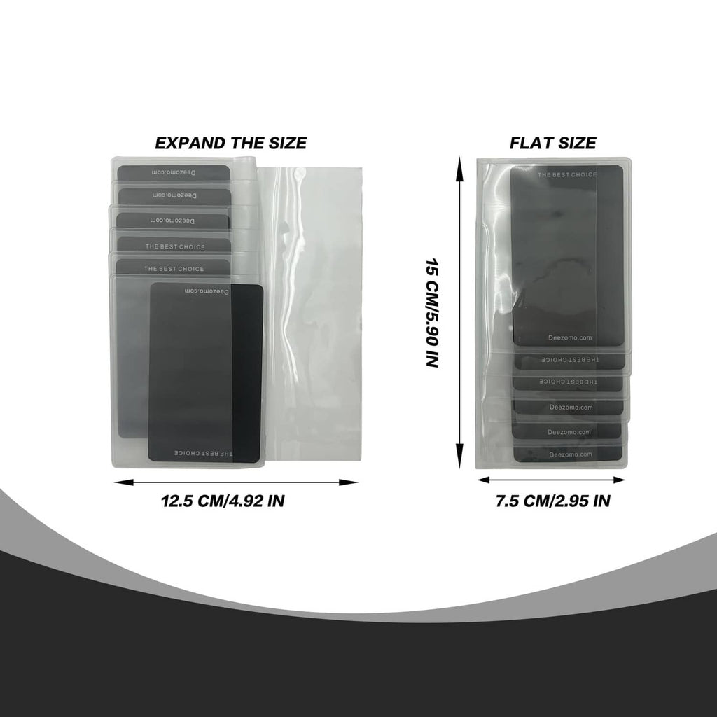 Clear checkbook wallet insert set of 2 showing flat and expanded size profiles