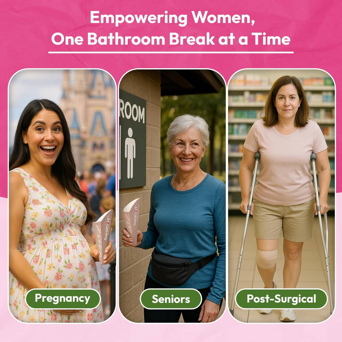 Disposable urine funnel box concept for pregnancy, seniors, and post-surgical use.