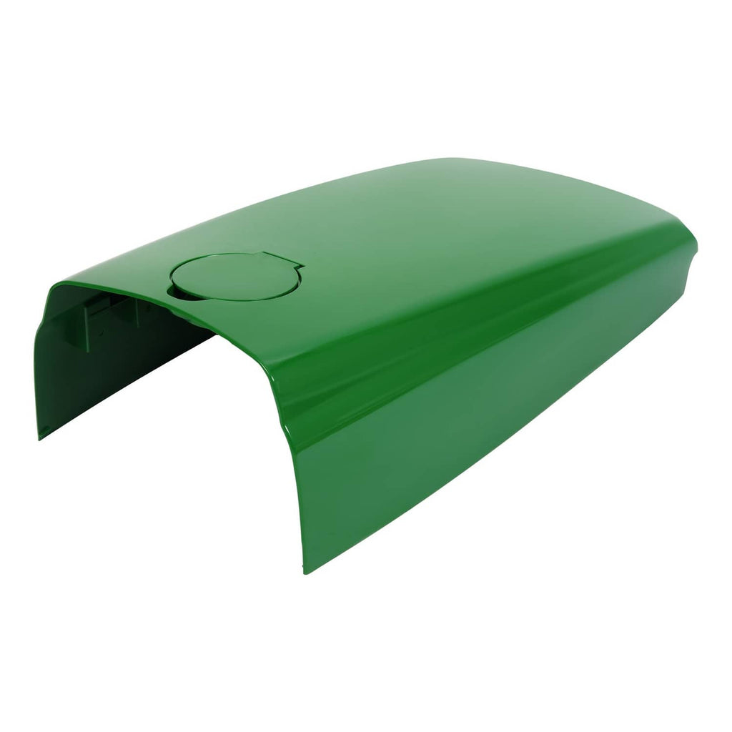 Green tractor upper hood with fuel door cutout and open end section