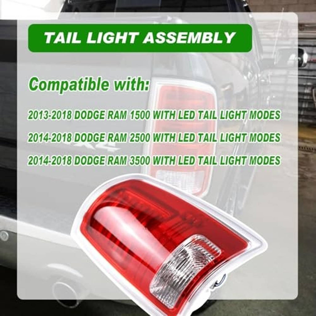 Red LED tail light lens with clear reflector section in a protective housing