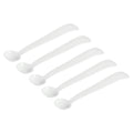 Set of 2 gram micro measuring spoons, white plastic round bowl, long handle