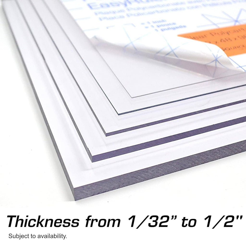 Layered edge of clear polycarbonate sheet showing thickness and stacked sheets