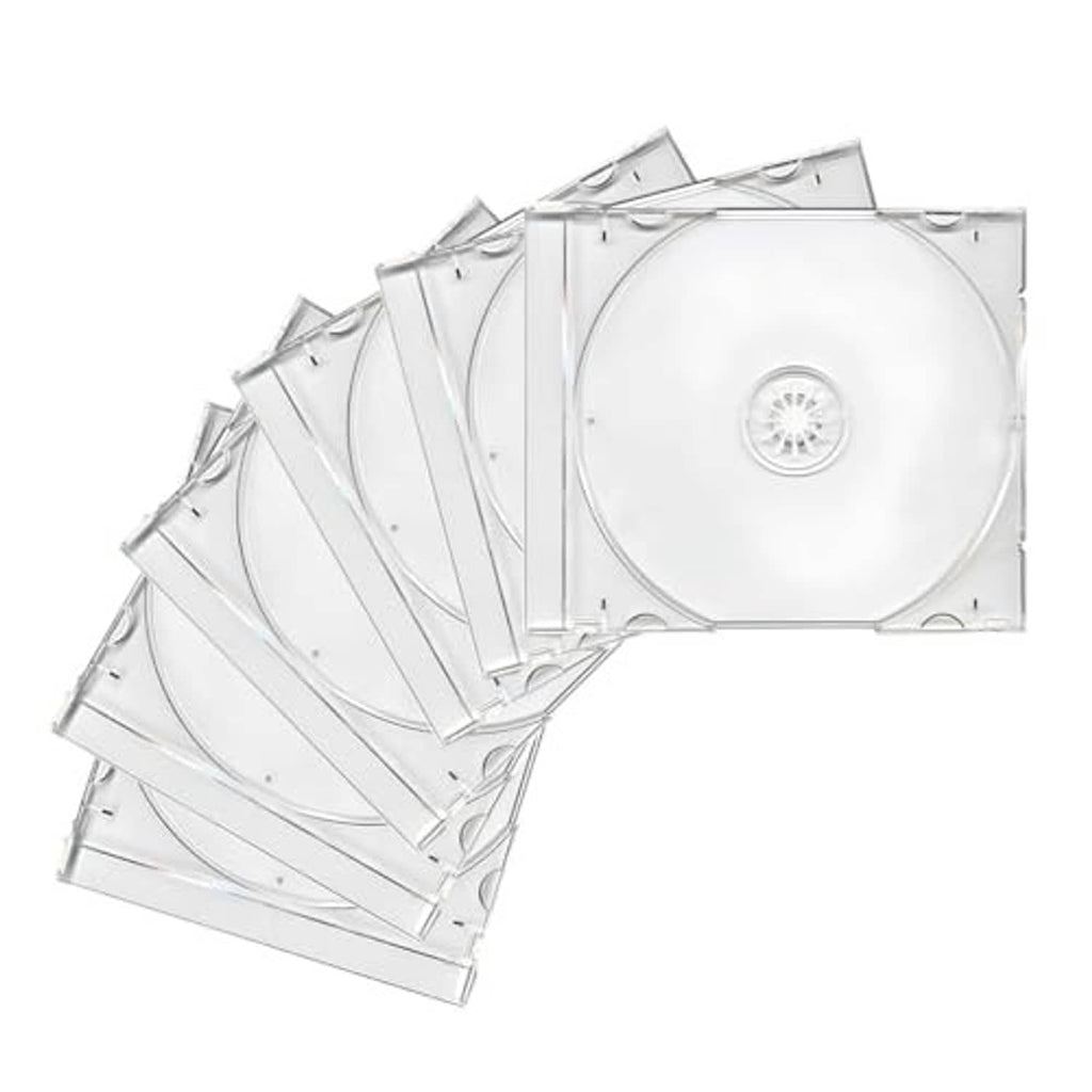 Clear slim single-disc CD jewel cases, shown in a stacked set of 6