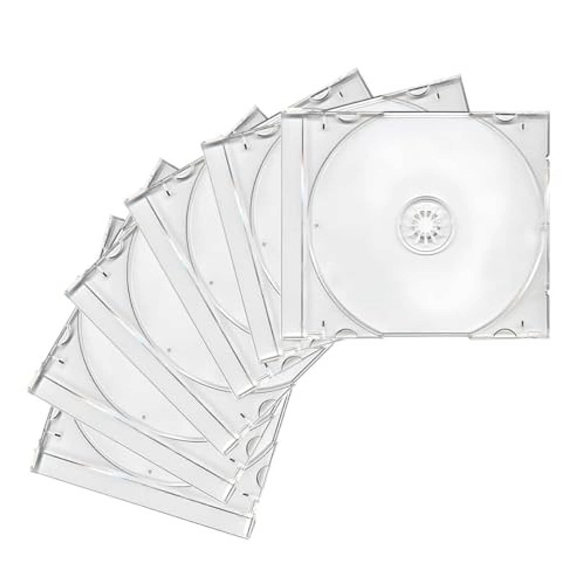 Clear slim single-disc CD jewel cases, shown in a stacked set of 6