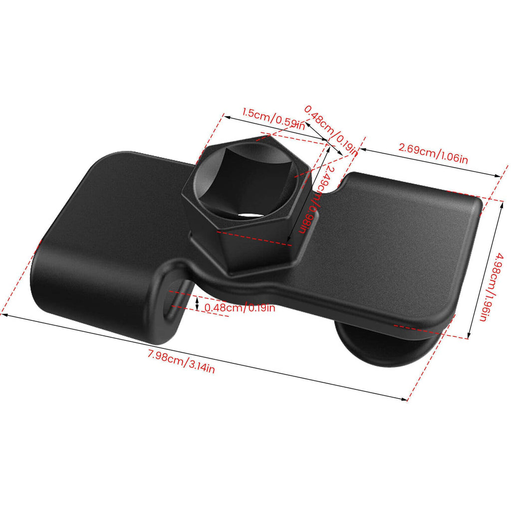 Black wrench extender adapter with 1/2 in drive socket, side profile