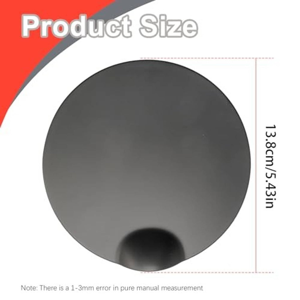Fuel tank door filler cover, dark gray round cap with central opening