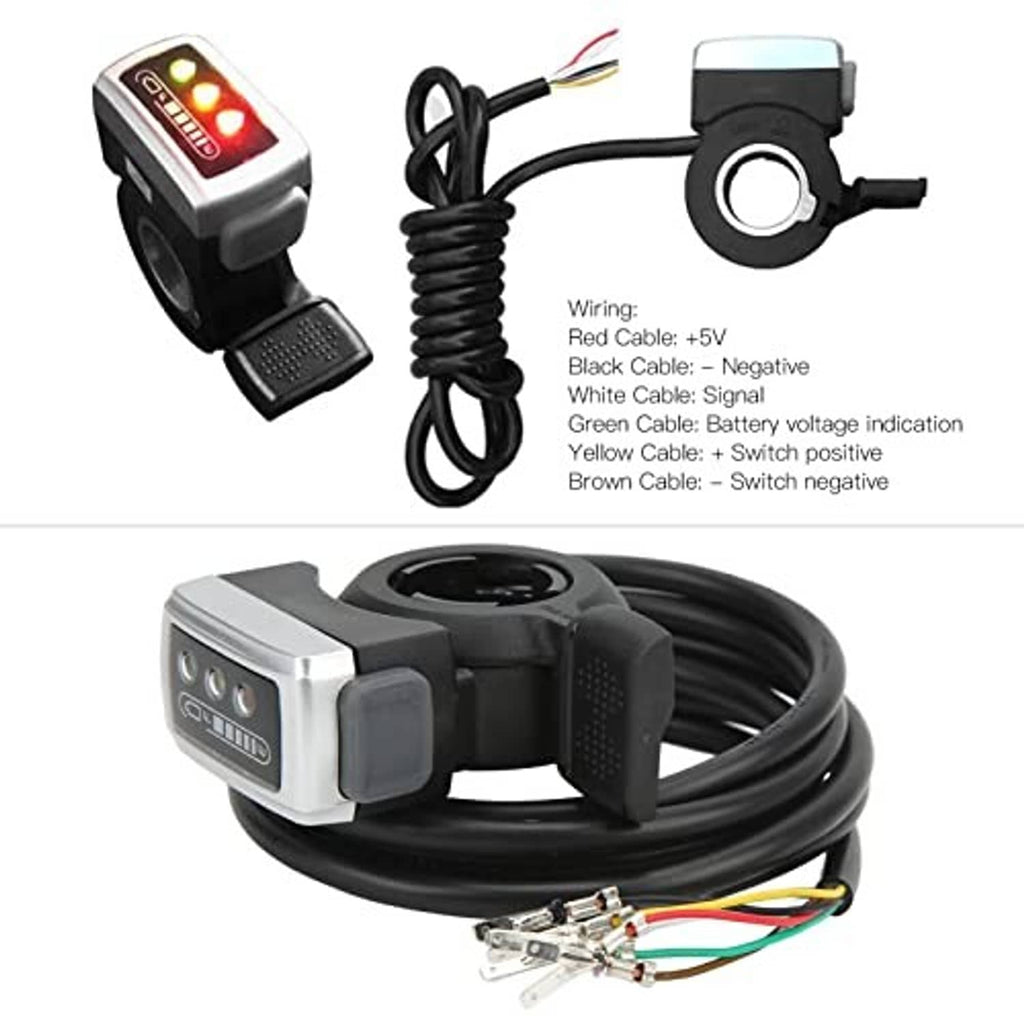 Thumb throttle with ON/OFF switch and wiring harness, silver sensor module with indicator lights