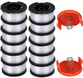 Black replacement trimmer spool with white filament line, stacked multi-pack view