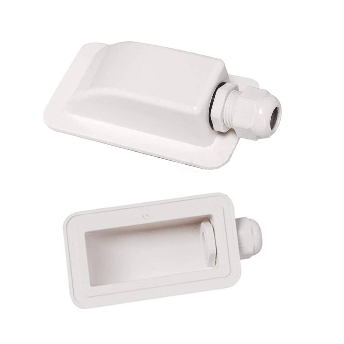 White solar roof cable entry gland box with wire inlet and sealing grommet
