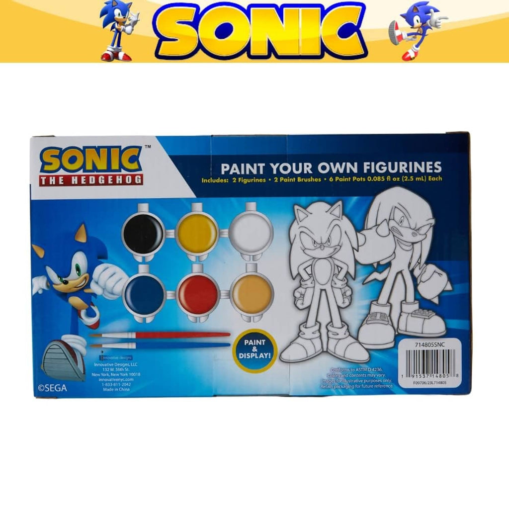 Sonic DIY figurine paint kit box back with paint colors and figures icons
