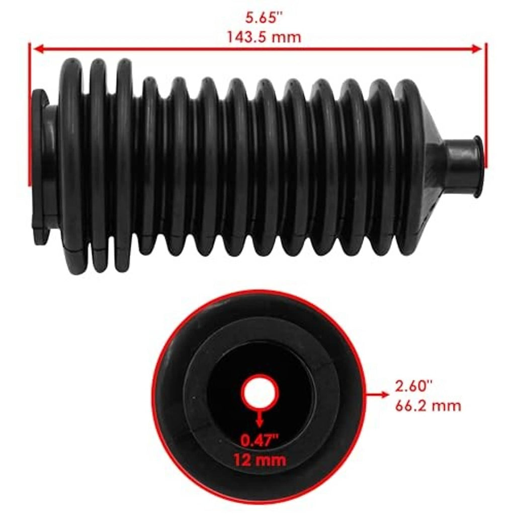 Single black steering rack boot with ribbed accordion design and end opening