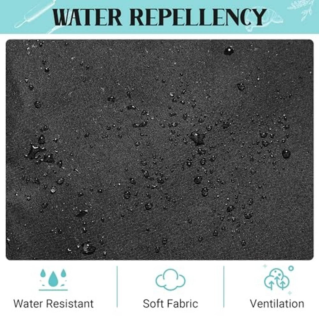 Black apron fabric with speckled water-resistant texture