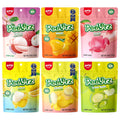 AMOS Peelerz gummy candy variety pack bags: lychee, mango, peach flavors