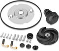 Pump transfer rebuild kit with black impeller, seal plate, screws, O-rings, and gasket