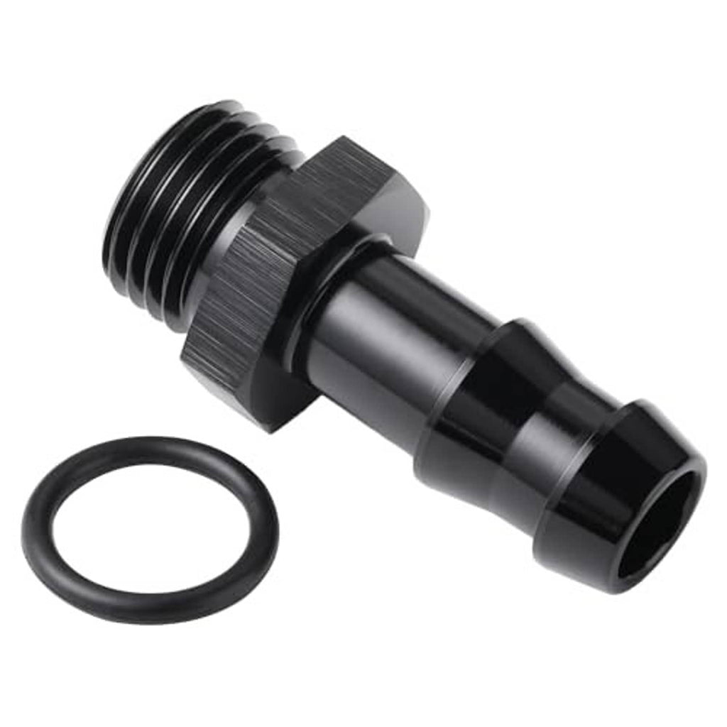 Black 6AN ORB to 3/8 straight adapter with rubber sealing O-ring included