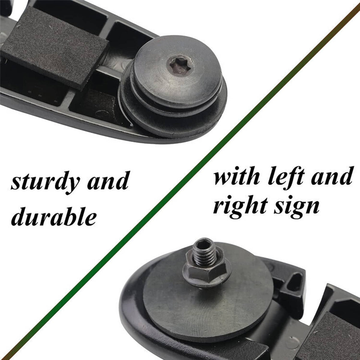 Close-up of black liftgate window hinge base with central bolt and mounting holes