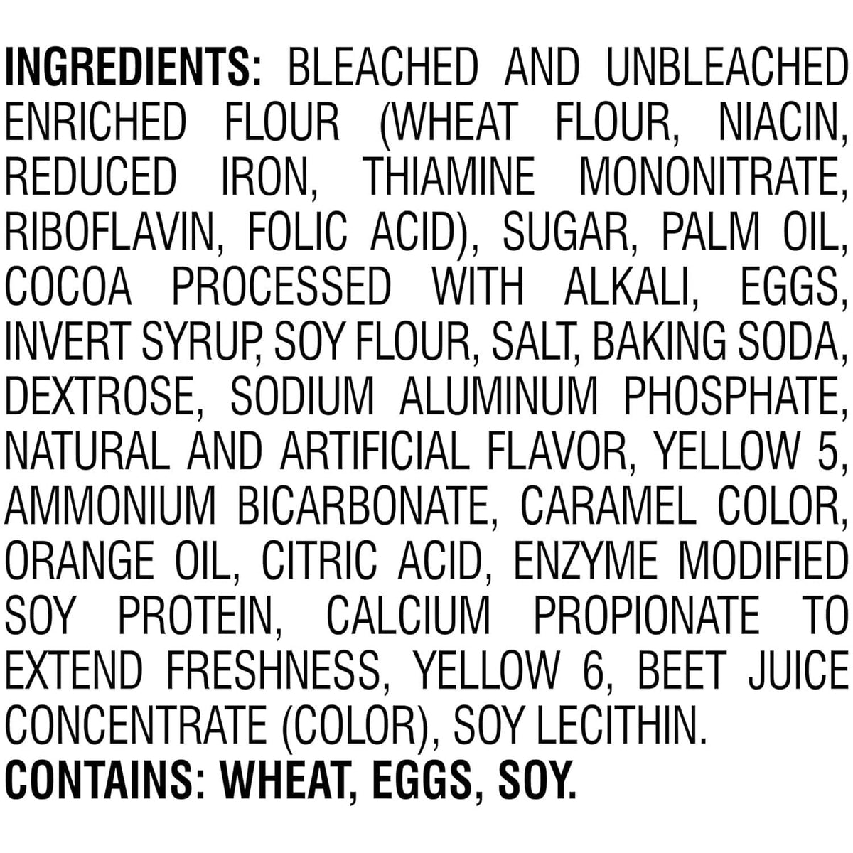 Ingredients list on cookie package, including bleached and unbleached enriched flour