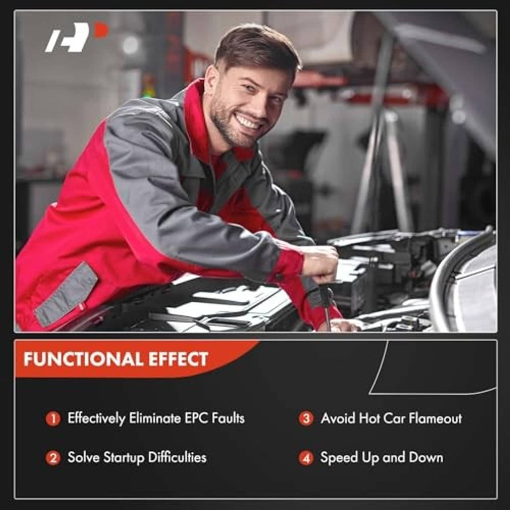Automotive technician working in a garage near an open engine bay