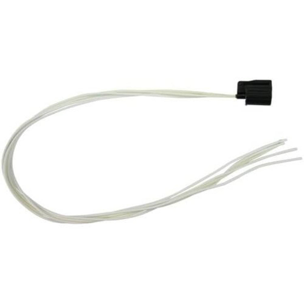 Wiring pigtail harness with long light-colored wire leads and black connector end