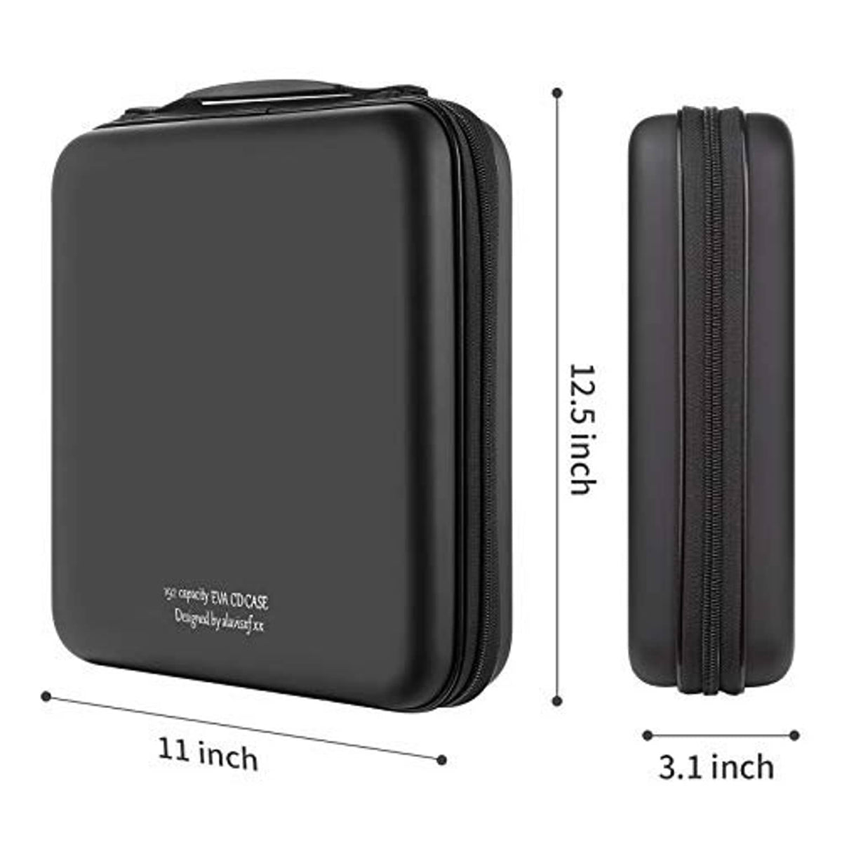 Black CD disc case with size 11 in wide and 12.5 in tall