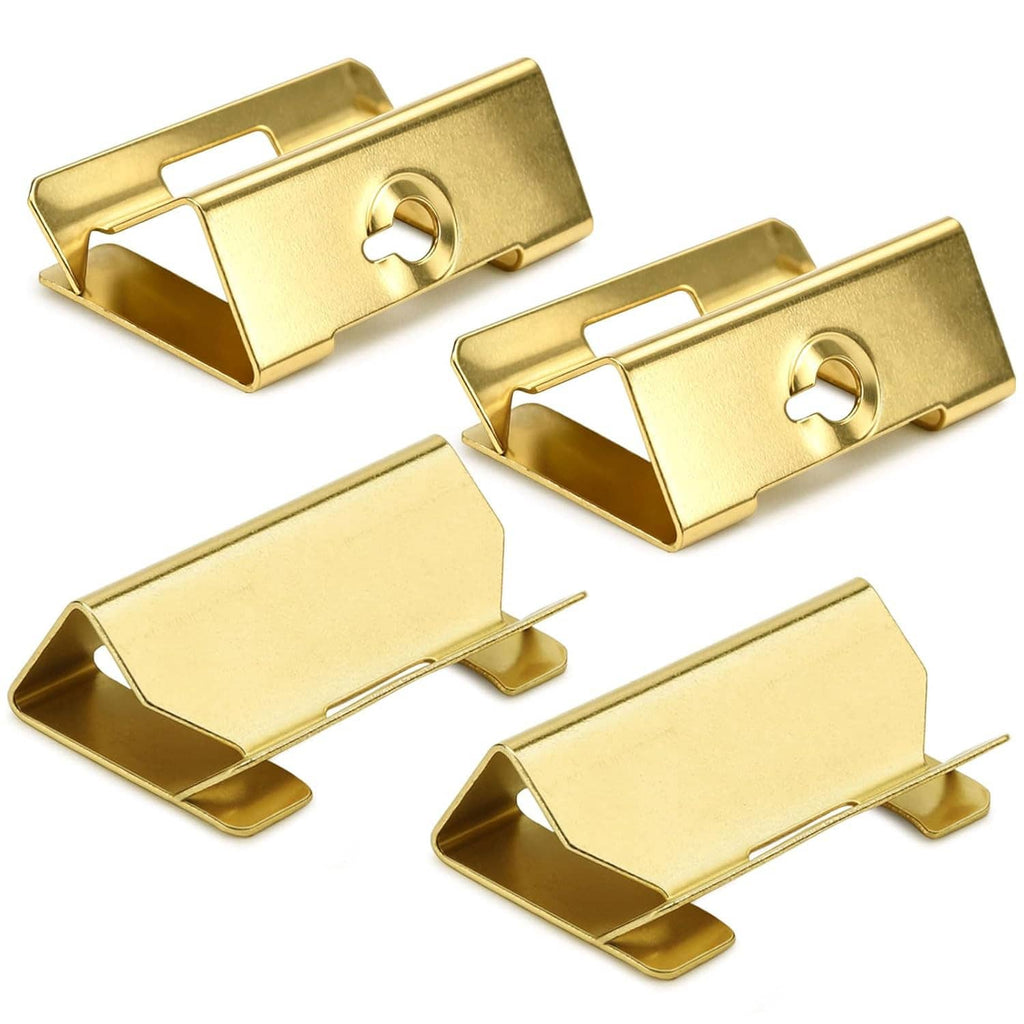 Electrical box repair clips set, gold metal pieces with circular hole and side tabs (4-pack)