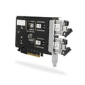 Dual M.2 NVMe to PCIe adapter with two removable bays, bracket, and connectors.