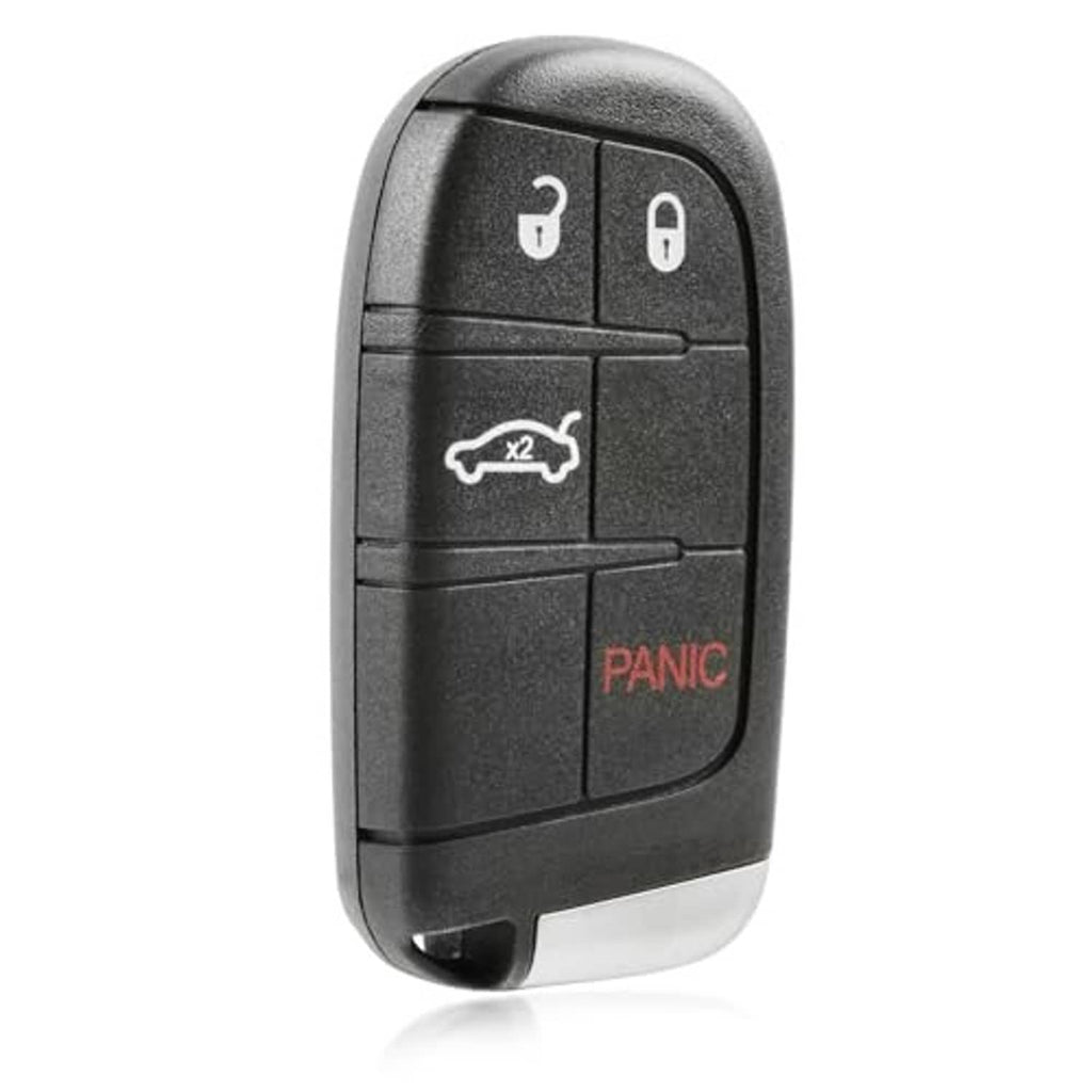 Black 4-button car key fob remote with dog icon and panic button