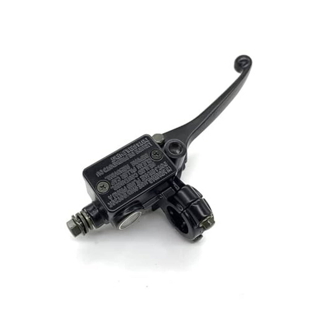 Right-hand motorcycle brake master cylinder with black lever, reservoir, and handle clamp