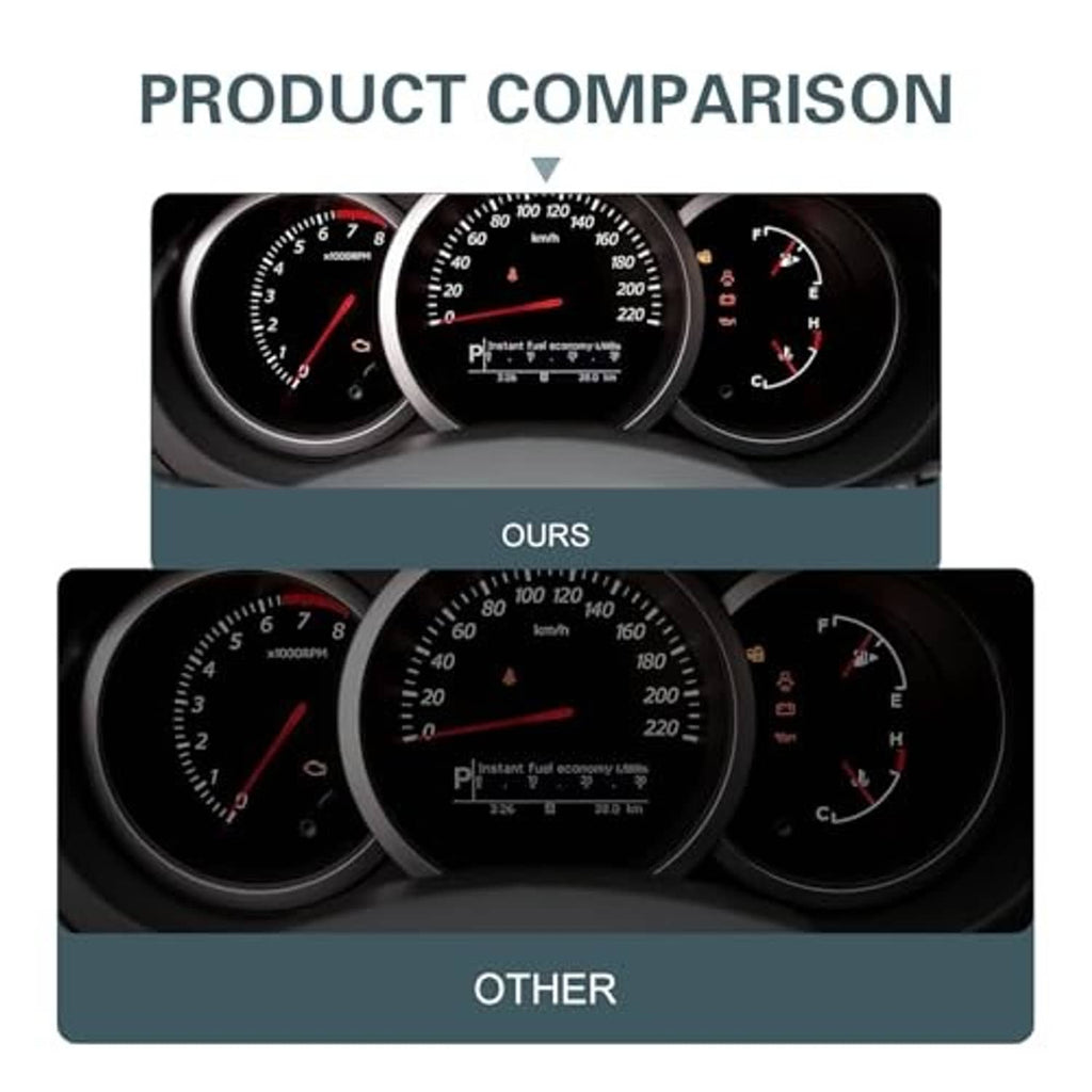 Dashboard instrument cluster with illuminated gauges from dashboard light bulbs