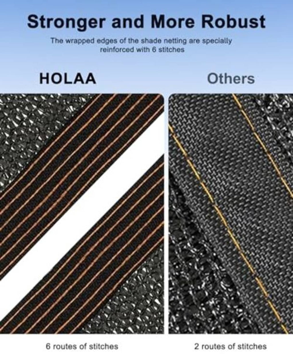 Black shade cloth close-up showing woven texture and double reinforced stitching lines