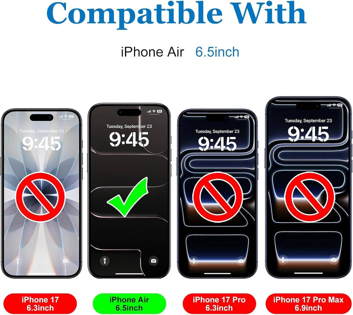 Matte glass screen protector compatible with iPhone Air and iPhone 17 series sizes